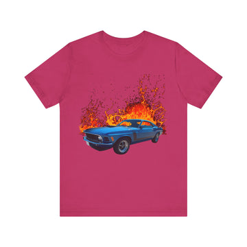 1970 Ford Boss Mustang in our lava series Short Sleeve Tshirt