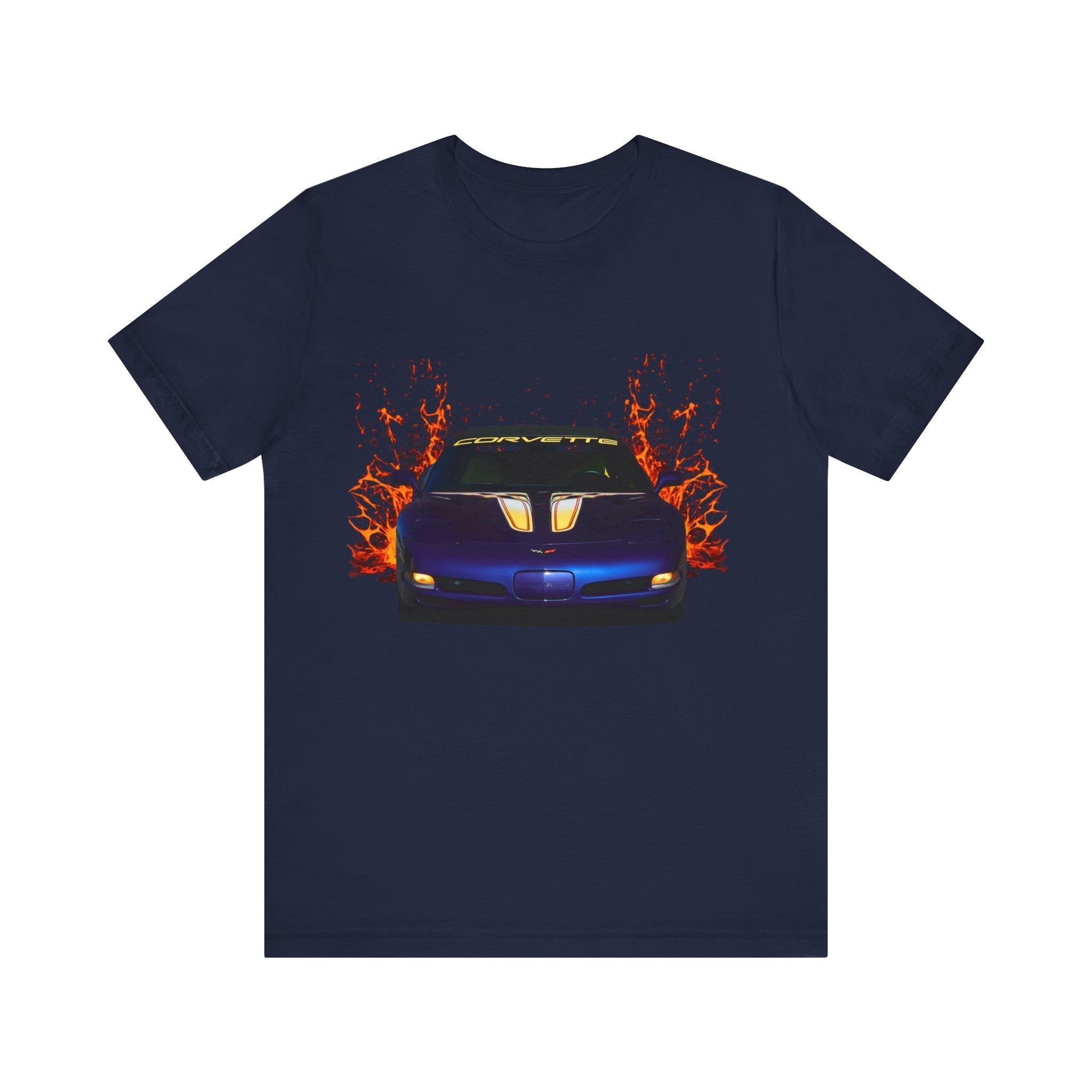 1998 Chevy Corvette Pace Car lava series short sleeve tee with fiery design.