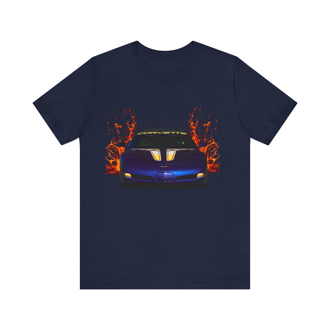1998 Chevy Corvette Pace Car lava series short sleeve tee with fiery design.