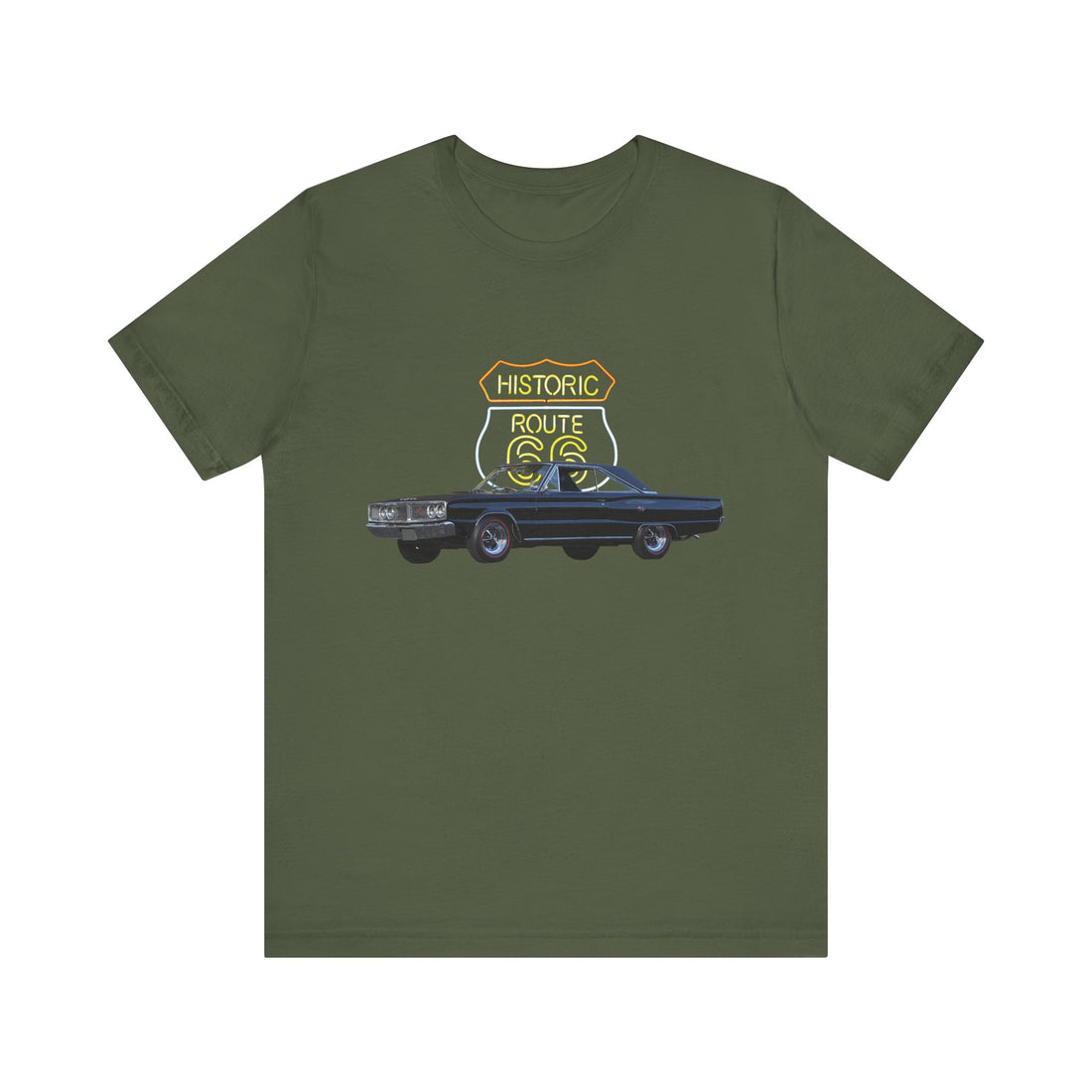 1966 Dodge Coronet in our Route 66 in the dark series Short Sleeve T-Shirt