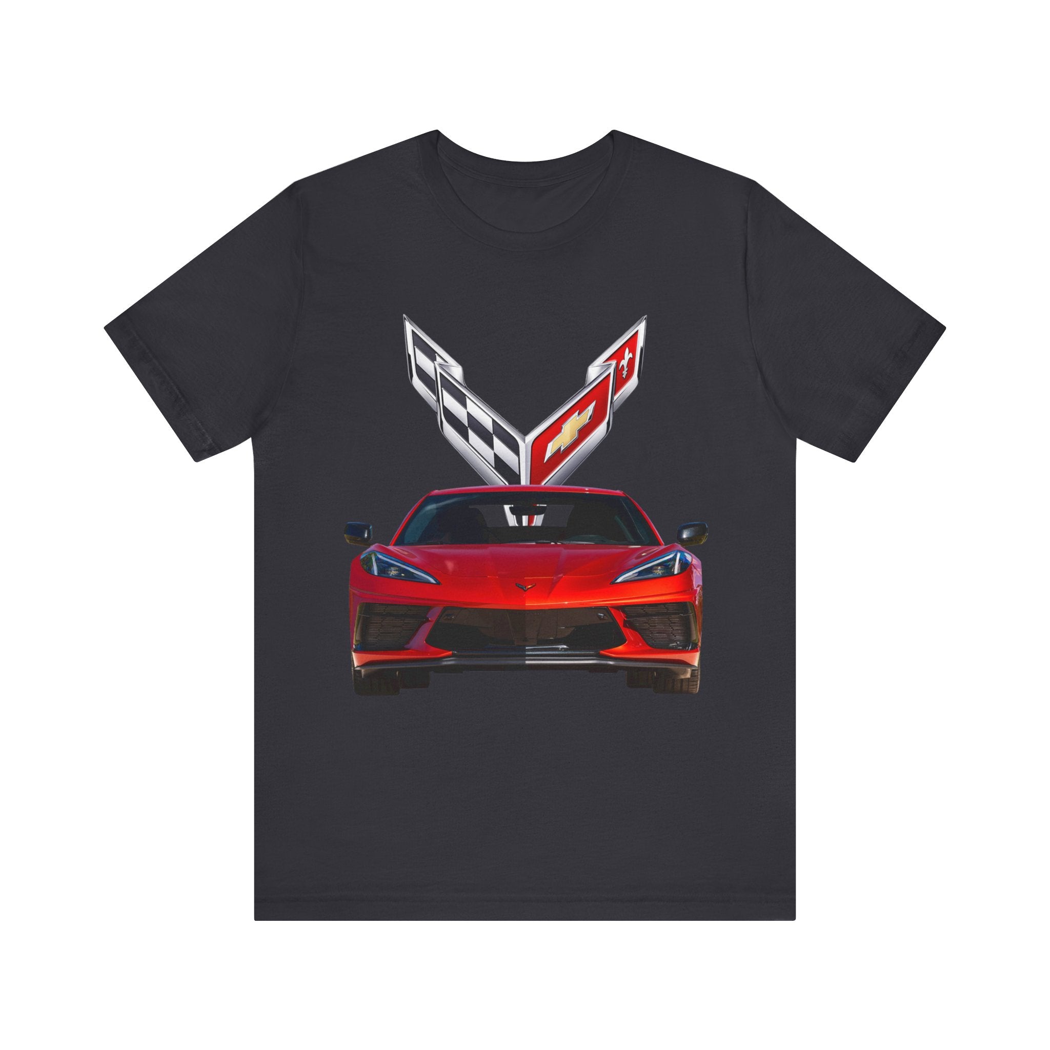 2023 Corvette Short Sleeve Tee with red Chevy Corvette graphic.