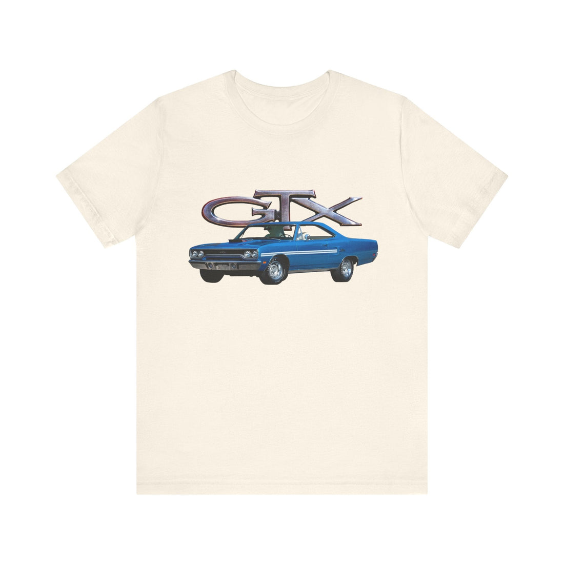 1970 Plymouth GTX Short Sleeve Tee featuring classic car graphic design.
