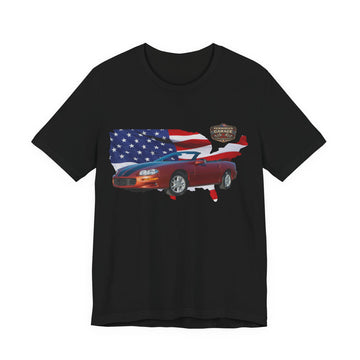 US Steel Series – Horsepower with a hometown!  Slightly Distressed 2002 Chevy Camaro Z28 US Steel Series T-Shirt