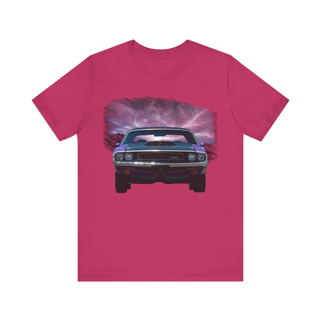 1970 Challenger TA lightning series short sleeve tee with classic car graphic.
