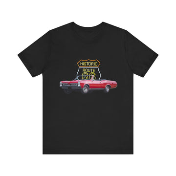 1967 Pontiac GTO in our Route 66 in the dark series Short Sleeve T-Shirt