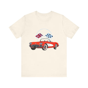 1959 Corvette Short Sleeve Tee featuring vintage car graphic on soft cotton fabric.
