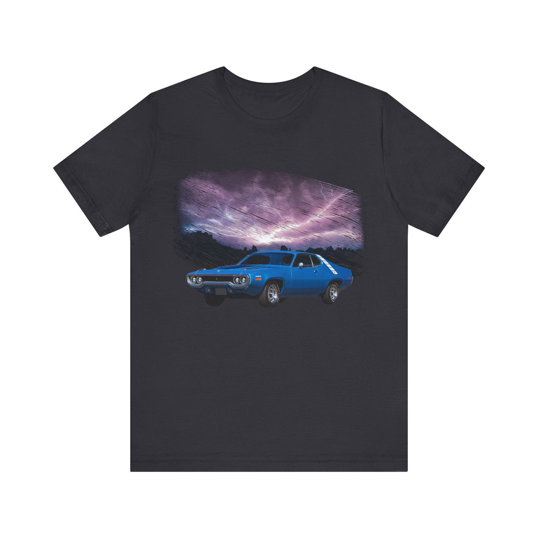 1971 Plymouth Road Runner short sleeve tee featuring classic car design.