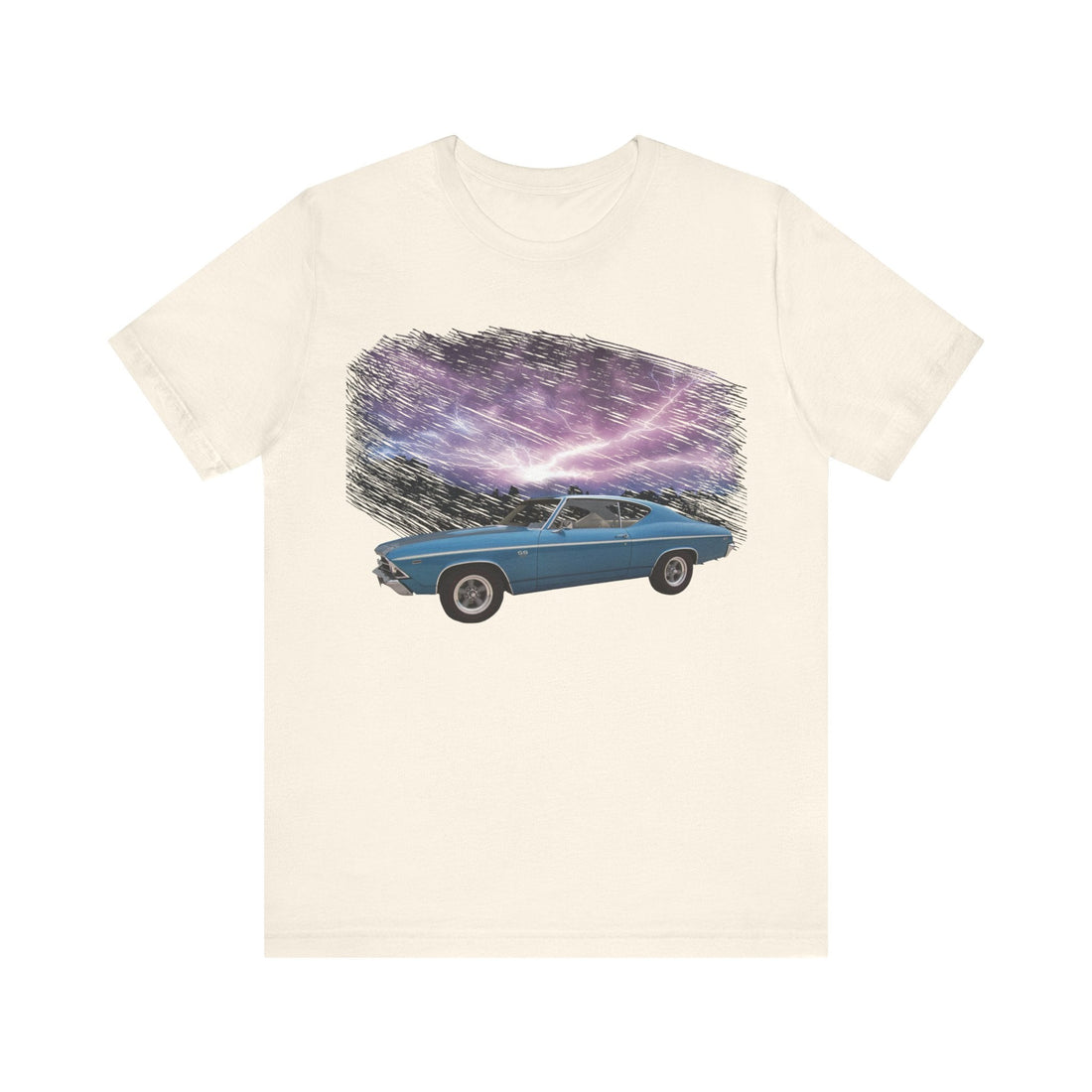 1969 Chevelle SS lightning series short sleeve tee with classic car graphic.