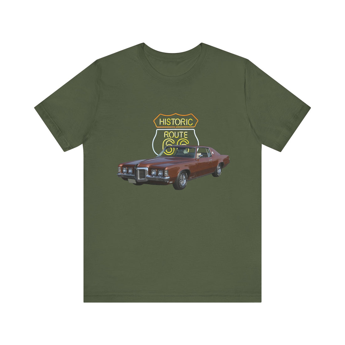 1969 Pontiac Grand Prix in our Route 66 in the dark series Short Sleeve T-Shirt