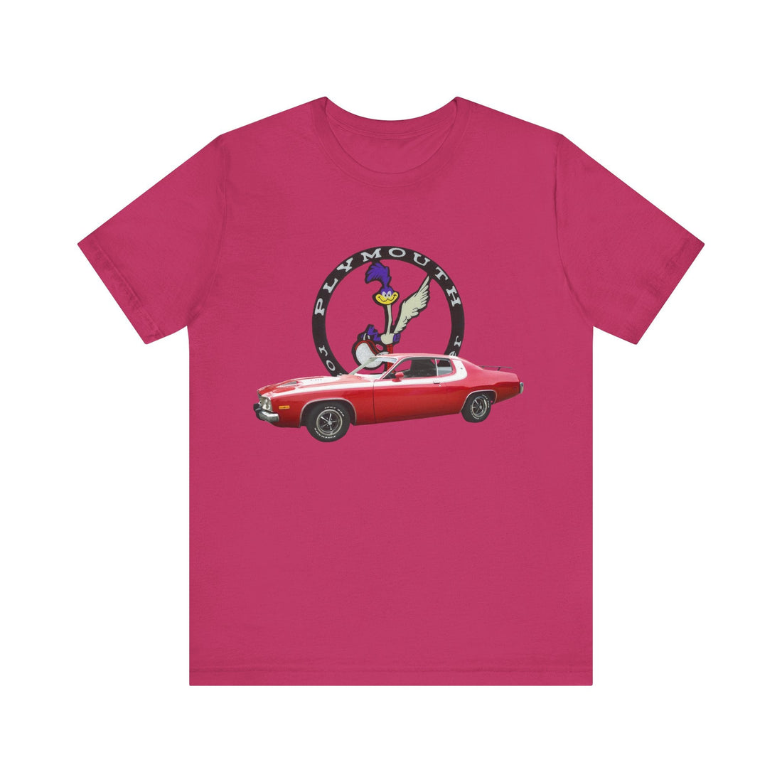 1973 Roadrunner Short Sleeve Tee with vintage car graphic on front.