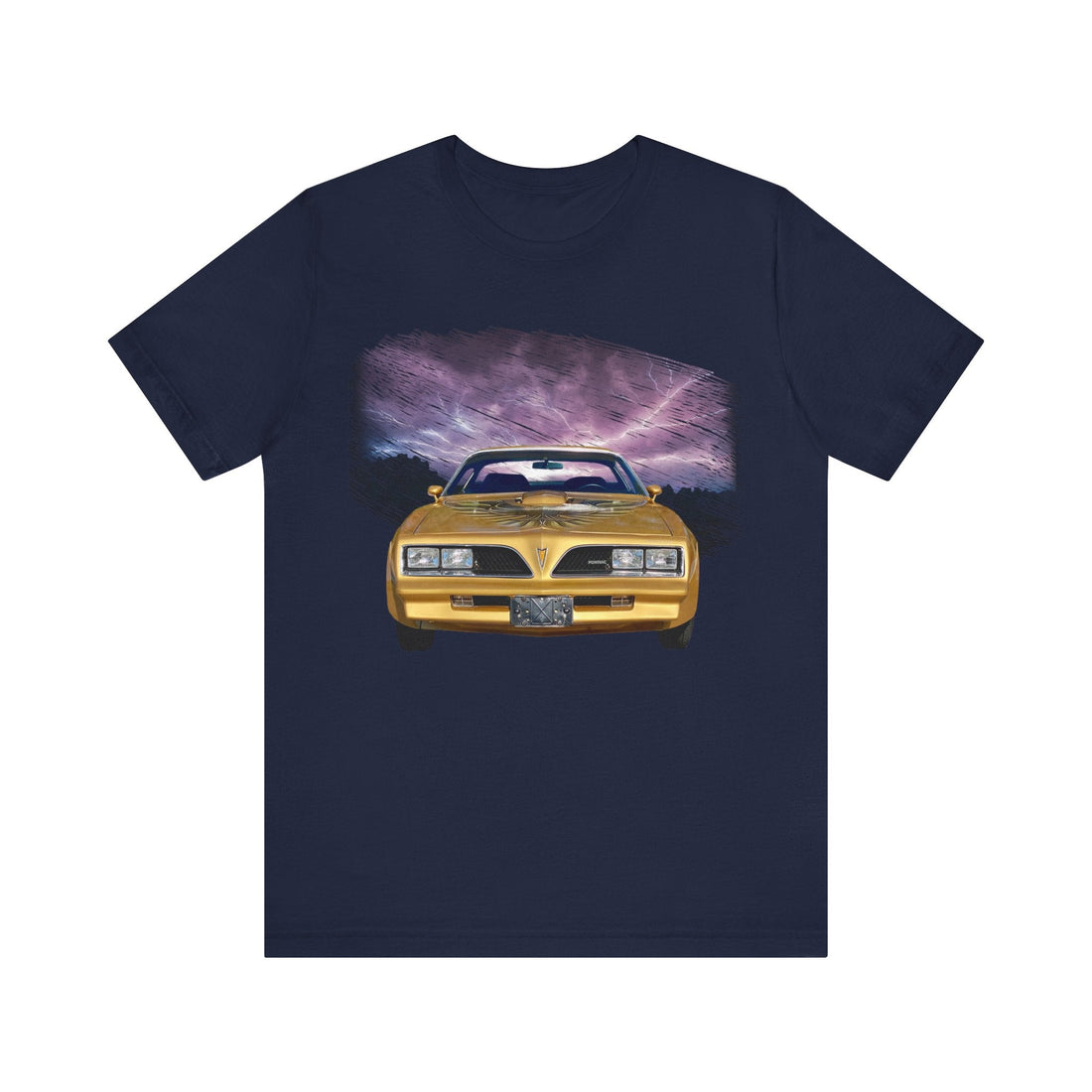 1978 Pontiac Firebird Trans AM lightning series short sleeve tee with classic car design.