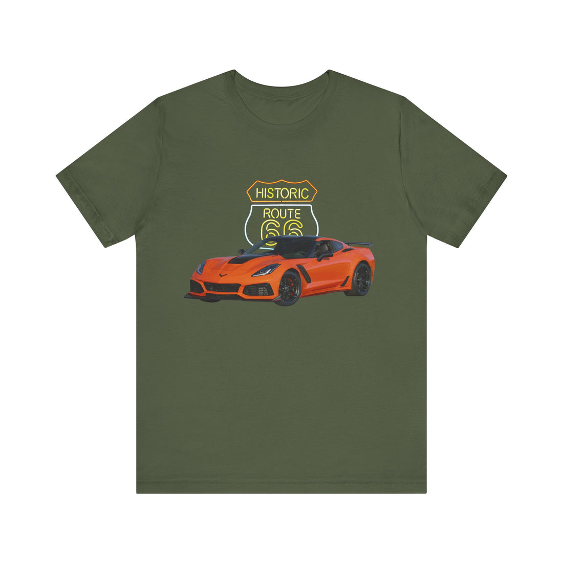 2019 Chevy Corvette in our Route 66 in the dark series Short Sleeve T-Shirt