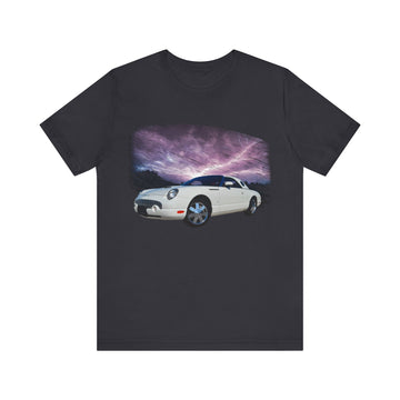 2003 T-Bird in lightning series short sleeve tee with white car graphic.