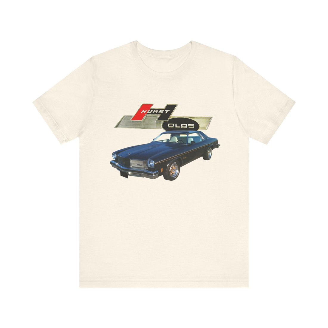 1975 Hurst Olds Short Sleeve Tee featuring classic car graphic on black.