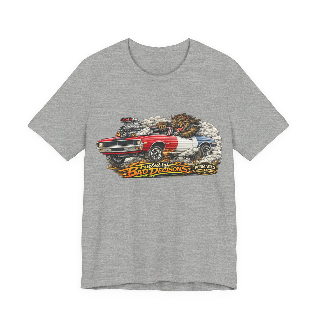 Fueled by Bad Decisions! Lightly Distressed 1970 Javelin Outlaw Series T-Shirt