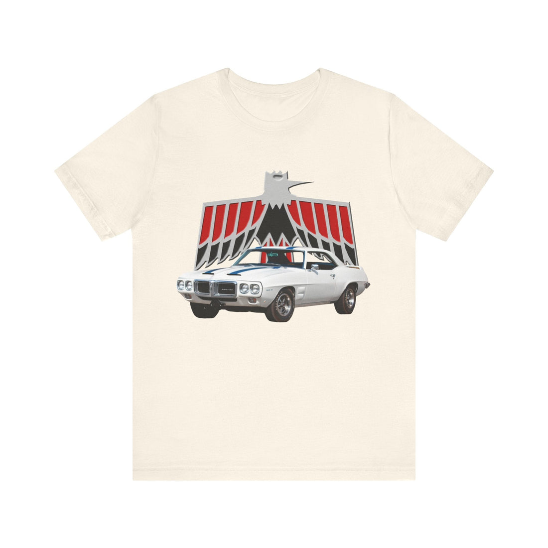 1969 Pontiac Firebird Trans AM short sleeve tee with classic car print design.