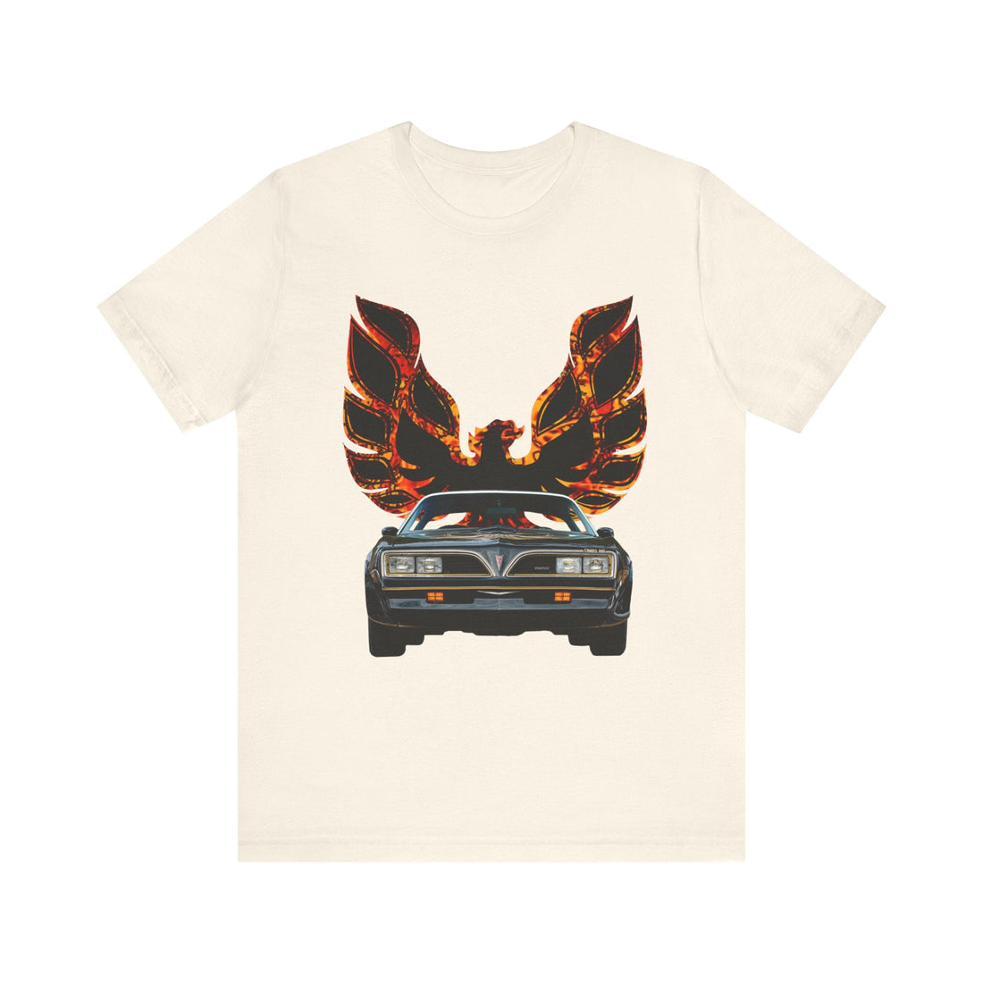 1977 Pontiac Trans AM SE Bandit short sleeve tee with iconic car design.