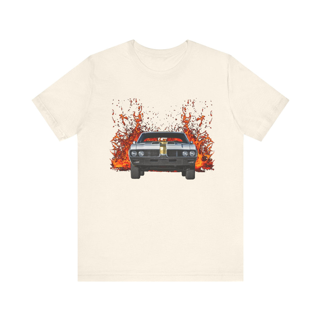 1969 Hurst Olds Cutlass 442 lava series short sleeve tee with fiery design.