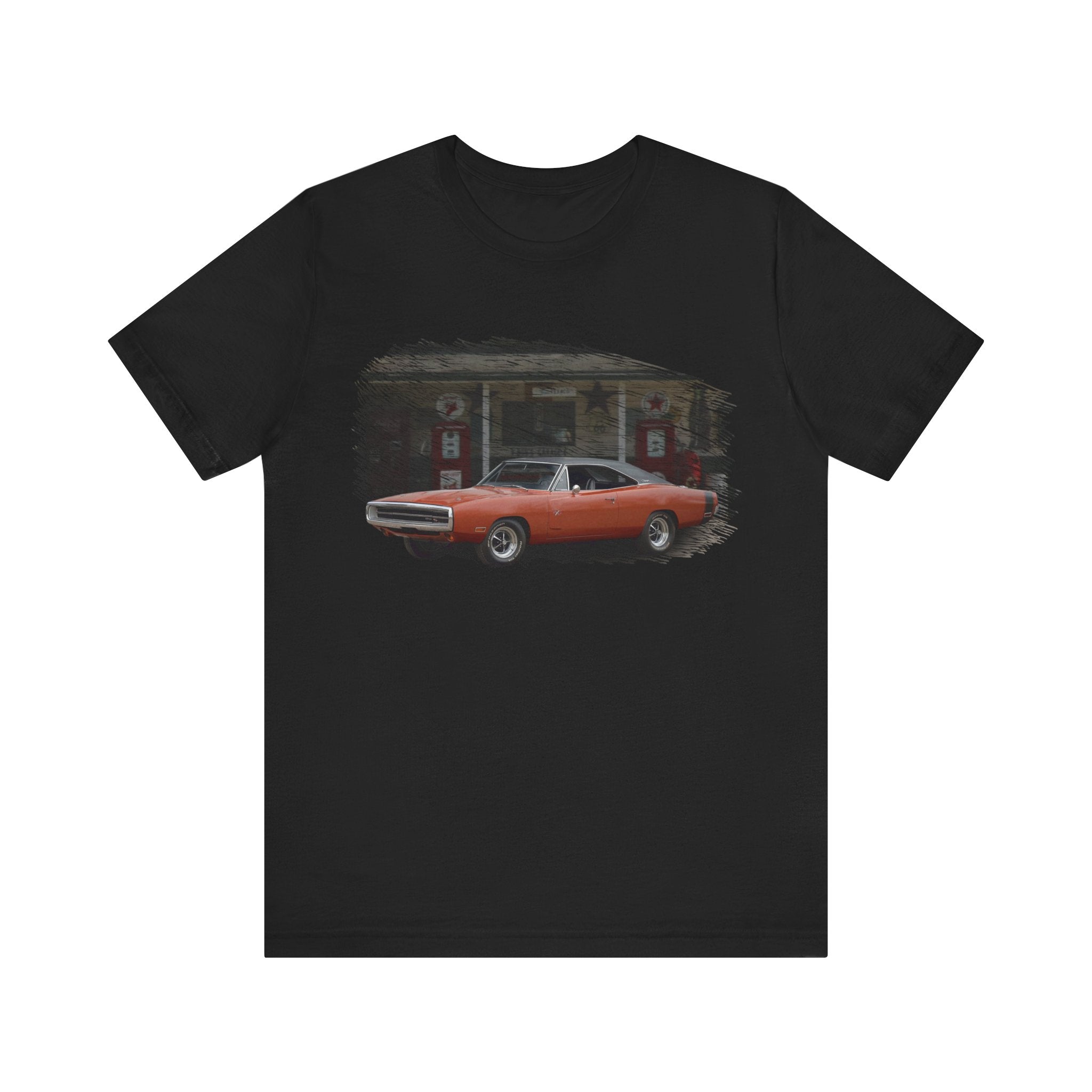 1970 Charger in our filling station series Short Sleeve T-Shirt