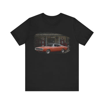 1970 Charger in our filling station series Short Sleeve T-Shirt