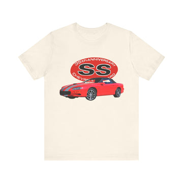 2002 35th Anniversary Camaro SS short sleeve tee with red car graphic.