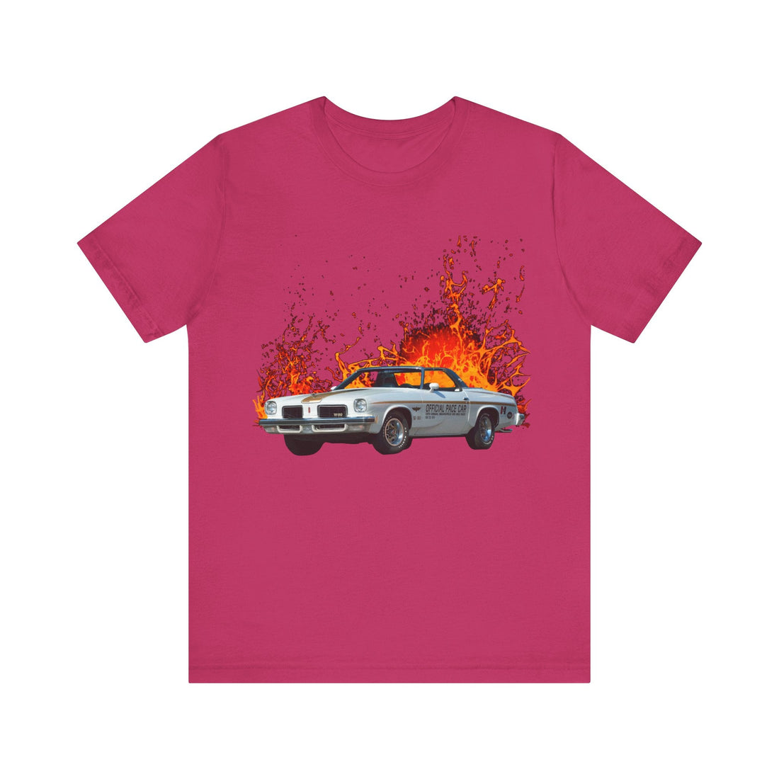 1974 Hurst Olds 442 lava series short sleeve tee with fiery car graphic.