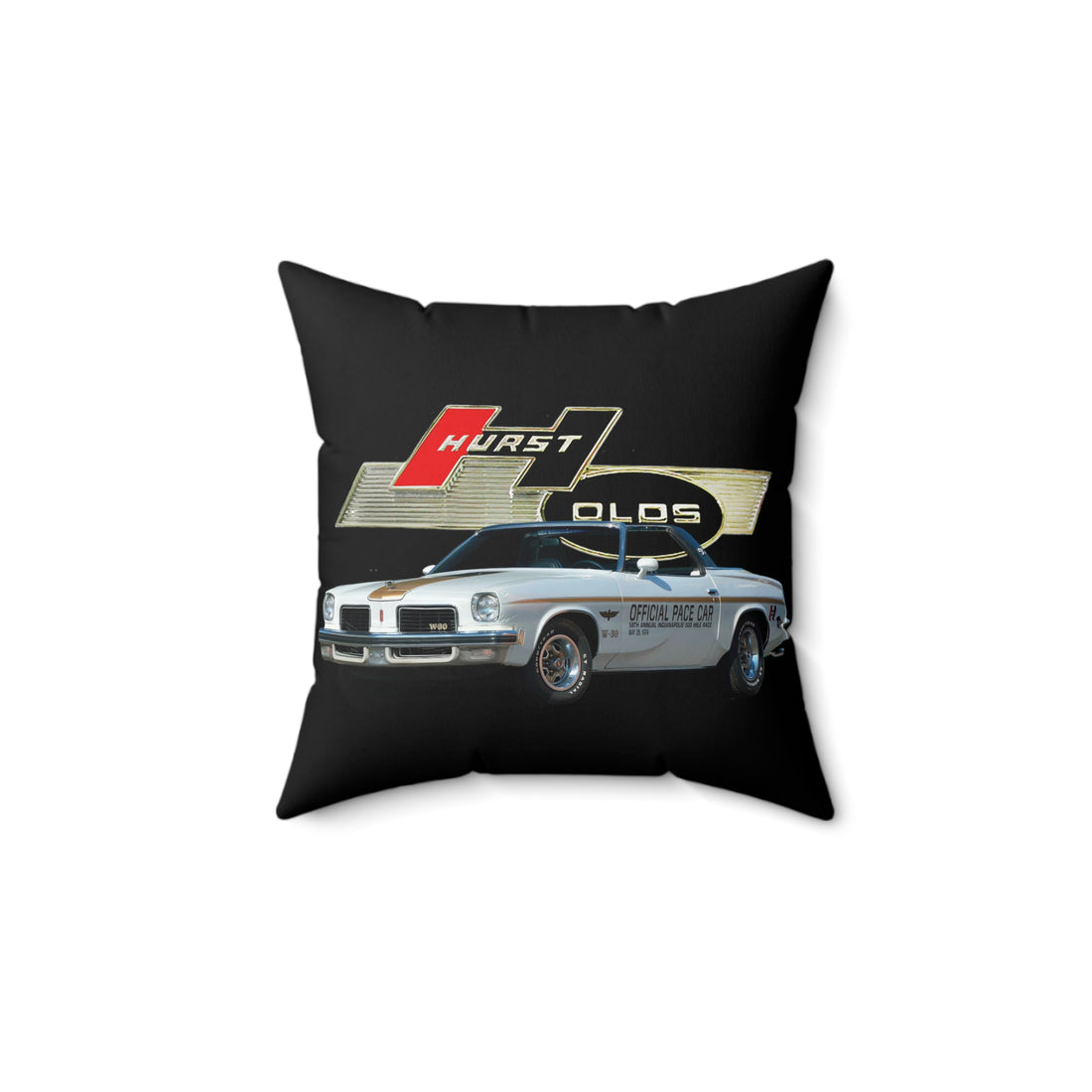 1974 Hurst Olds Pace Car Spun Polyester Square Pillow