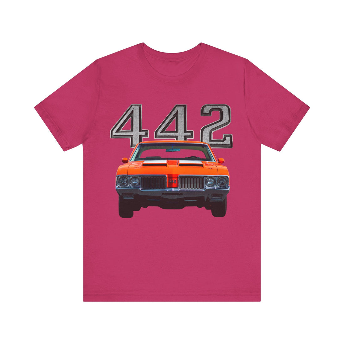 1970 Olds Cutlass 442 Short Sleeve T-Shirt with classic car graphic design.