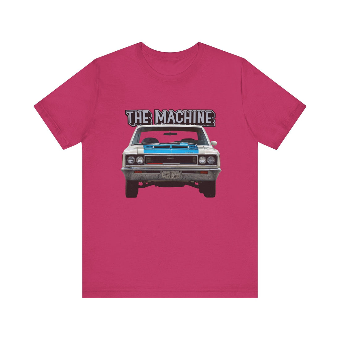 1970 AMC Rebel The Machine short sleeve tee with vintage car graphic design.