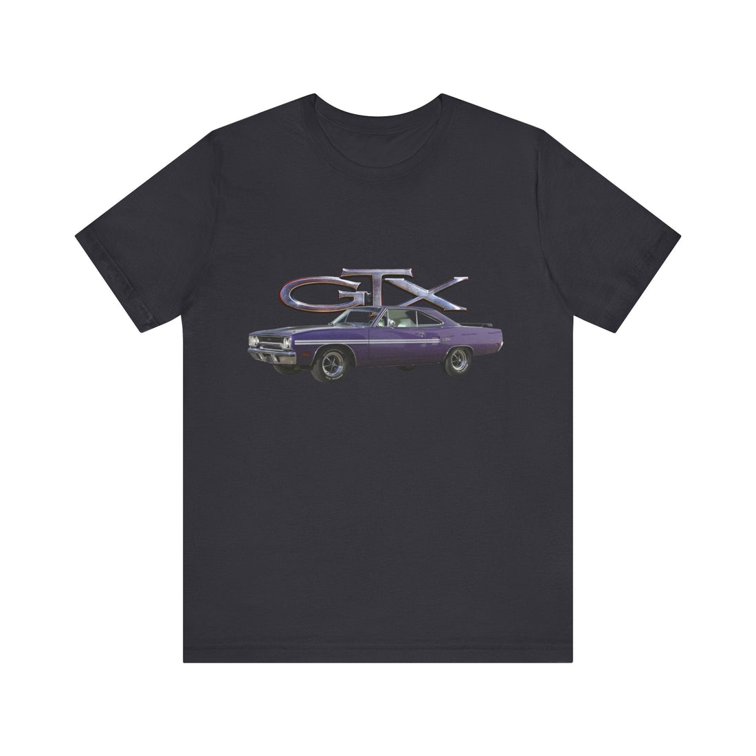 1970 GTX Short Sleeve Tee with car graphic, lightweight cotton fabric.