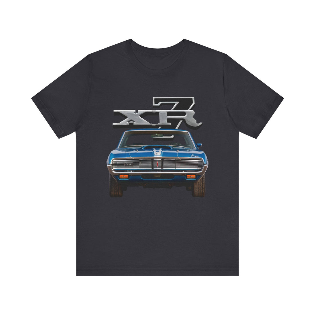 1969 Mercury Cougar XR7 Short Sleeve Tee featuring classic car design in soft cotton.