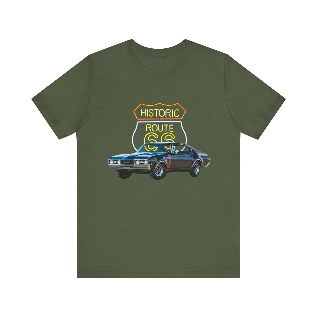 1968 Olds 442 in our Route 66 in the dark series Short Sleeve T-Shirt