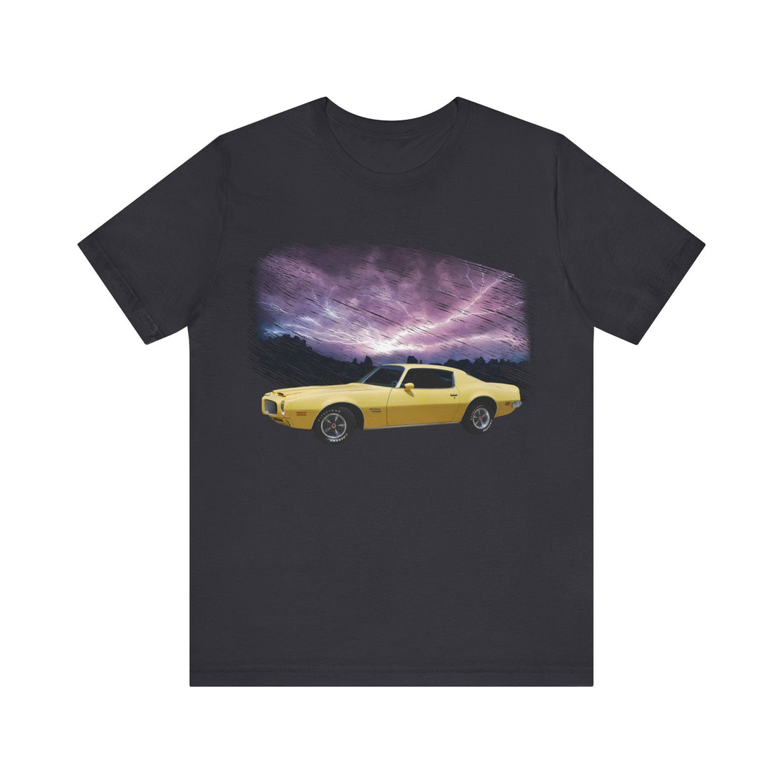 1970 Pontiac Formula Firebird lightning series short sleeve tee with vintage car graphic.