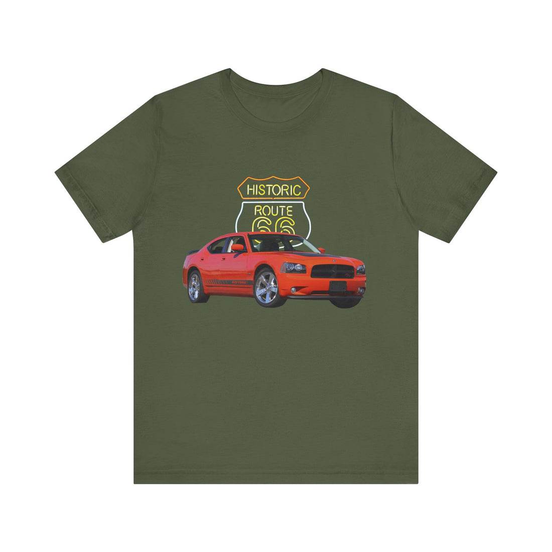2008 Dodge Charger in our Route 66 in the dark series Short Sleeve T-Shirt