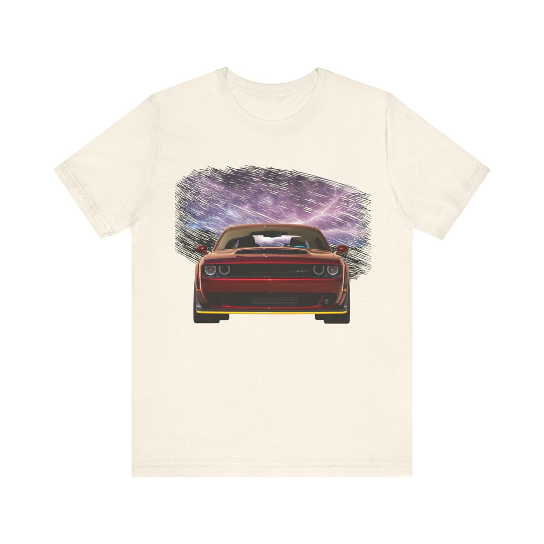 2018 Demon in our lightning series short sleeve tee with car graphic design.
