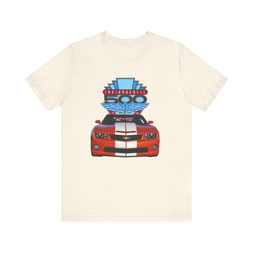 2010 Chevy Camaro Pace Car Short Sleeve Tee featuring classic design with soft cotton fabric.