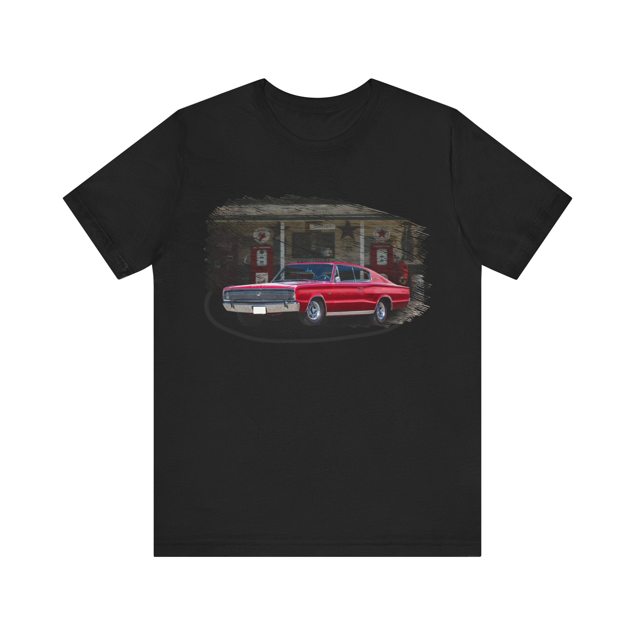 1966 Charger in our filling station series Short Sleeve T-Shirt