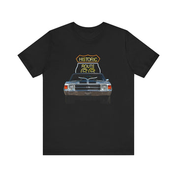 1972 Chevy Chevelle in our Route 66 in the dark series Short Sleeve T-Shirt