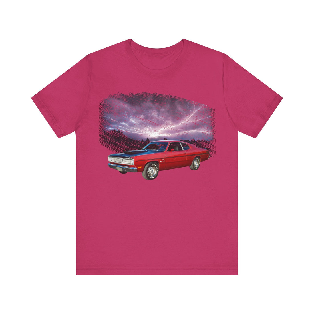 1970 Duster lightning series short sleeve tee with classic car design.