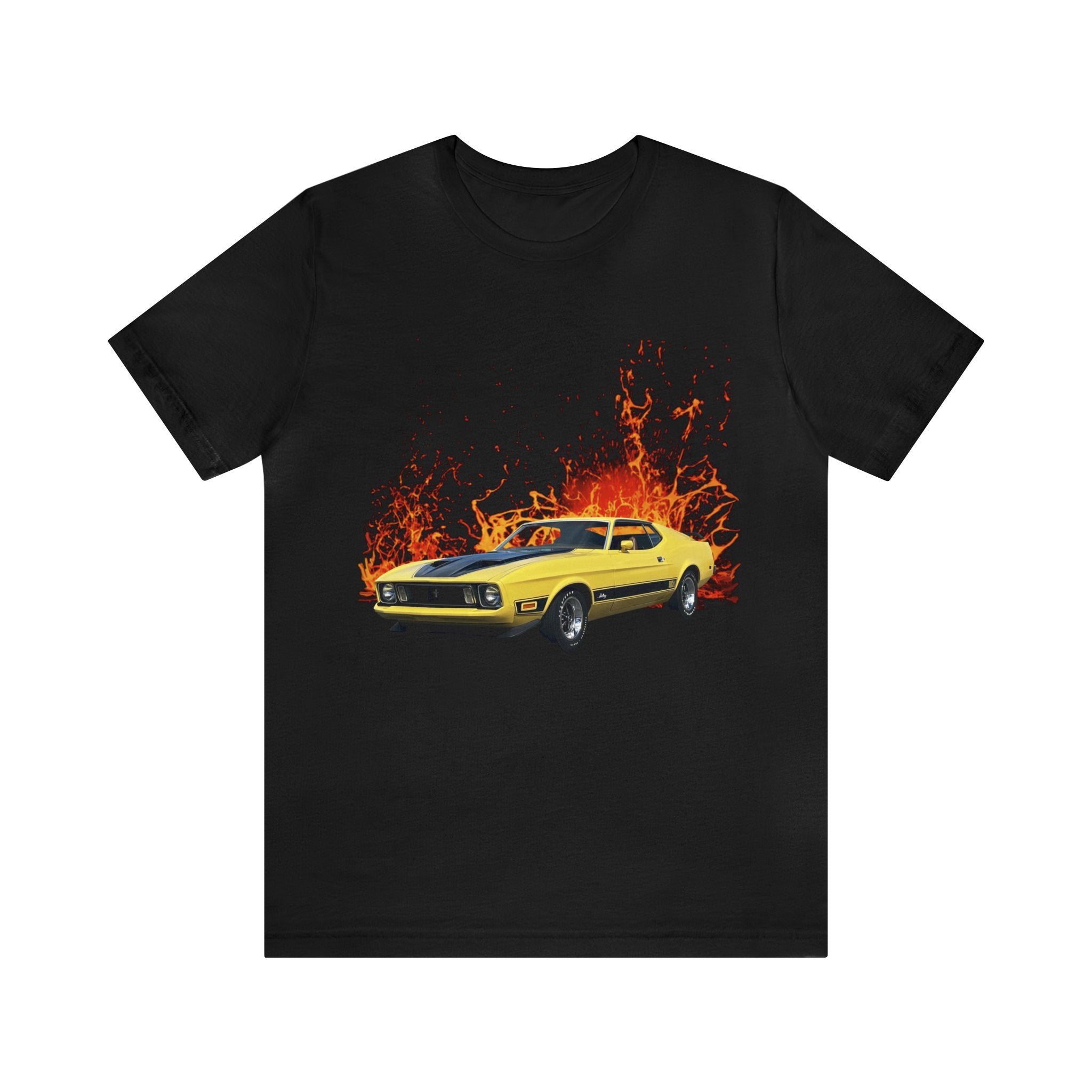 1973 Mustang Mach 1 in our lava series Short Sleeve Tee