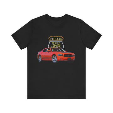 2008 Dodge Charger in our Route 66 in the dark series Short Sleeve T-Shirt