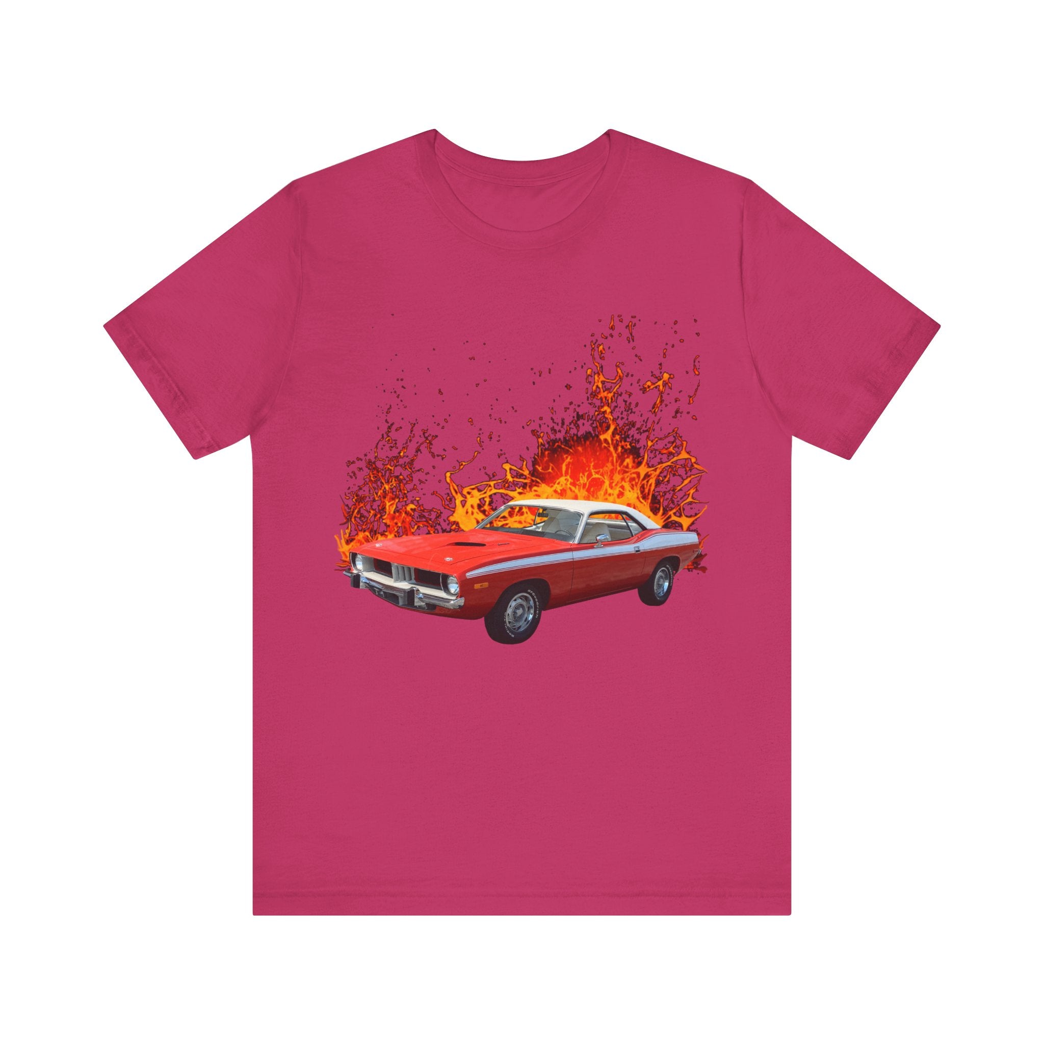 1974 Plymouth Barracuda in our lava series Short Sleeve Tee