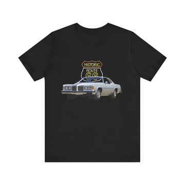1977 Pontiac Grand Prix in our Route 66 in the dark series Short Sleeve T-Shirt