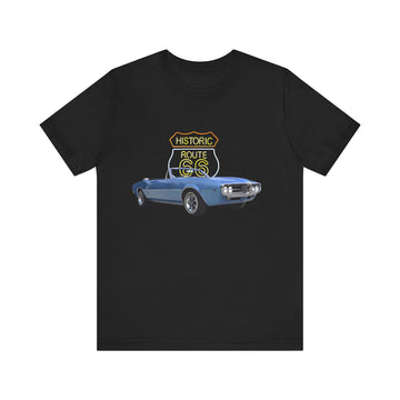 1967 Pontiac Firebird in our Route 66 in the dark series Short Sleeve T-Shirt