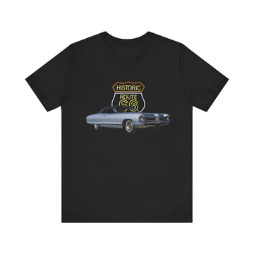 1965 Pontiac Grand Prix in our Route 66 in the dark series Short Sleeve T-Shirt