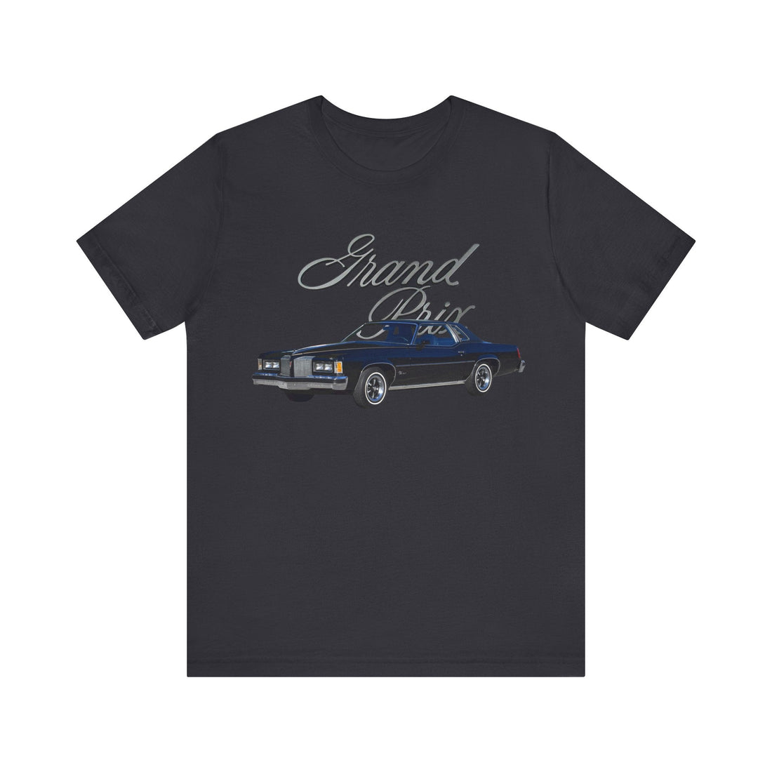 1976 Pontiac Grand Prix SJ short sleeve tee with classic car graphic.