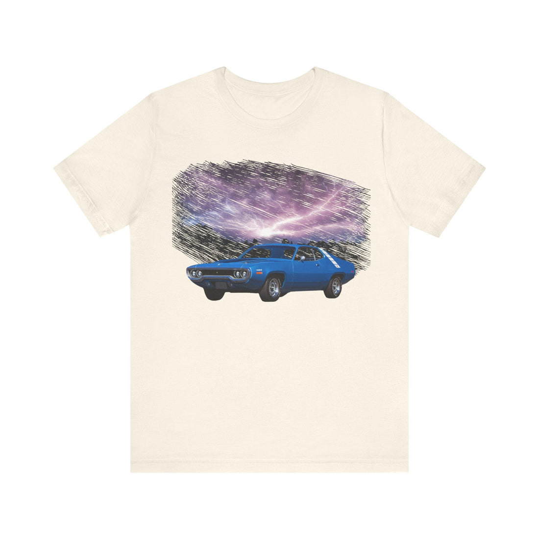 1971 Roadrunner in lightning series short sleeve tee with vintage design.