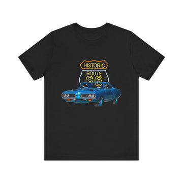 1970 Dodge Super Bee in our Route 66 in the dark series Short Sleeve T-Shirt