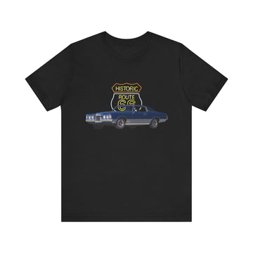 1970 Pontiac Grand Prix SJ in our Route 66 in the dark series Short Sleeve T-Shirt