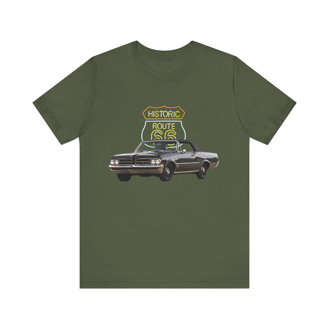 1964 Pontiac GTO in our Route 66 in the dark series Short Sleeve T-Shirt